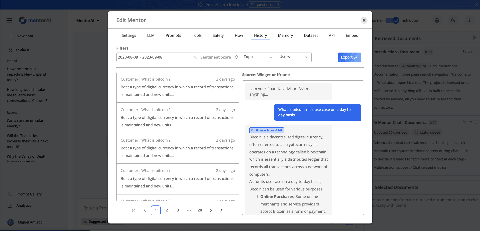 Edit Mentor Settings